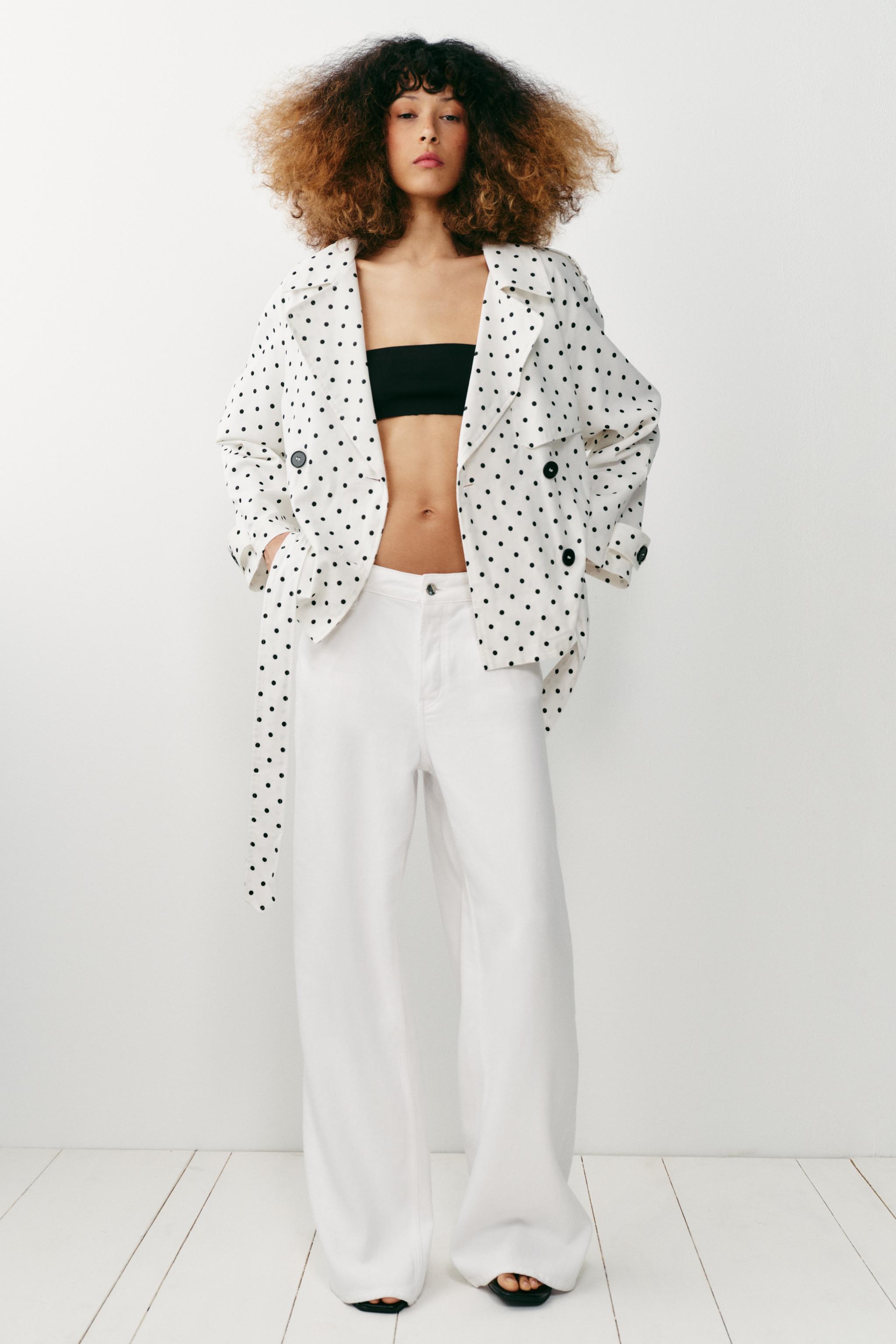 POLKA DOT BELTED TRENCH JACKET